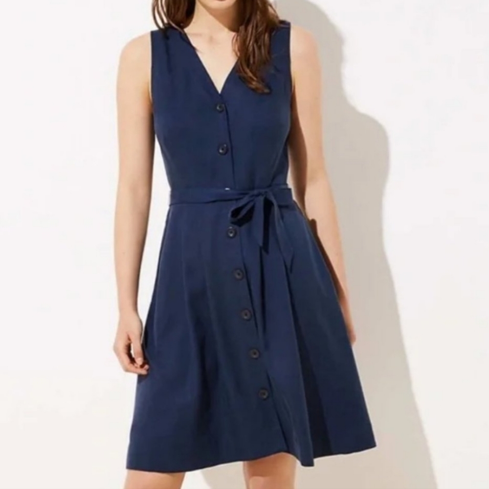 NWT LOFT BUTTON FLARE DRESS